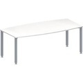 Schäfer Shop Genius Konferenztisch MODENA FLEX, Boot, 4-Fuss Quadratrohr, B 2000 x H 720-840 mm, weiss/weissaluminium