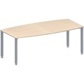 Schäfer Shop Genius Konferenztisch MODENA FLEX, Boot, 4-Fuss Quadratrohr, B 2000 x H 720-840 mm, Ahorn/weissaluminium