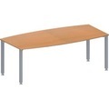 Schäfer Shop Genius Konferenztisch MODENA FLEX, Boot, 4-Fuss Quadratrohr, B 2000 x H 720-840 mm, Buche/weissaluminium