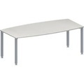 Schäfer Shop Genius Konferenztisch MODENA FLEX, Boot, 4-Fuss Quadratrohr, B 2000 x H 720-840 mm, lichtgrau/weissaluminium