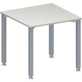 Schäfer Shop Genius Konferenztisch MODENA FLEX, Quadrat, 4-Fuss Quadratrohr, B 800 x T 800 x H 720-840 mm, lichtgrau/weissaluminium RAL 9006