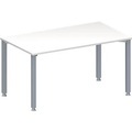 Schäfer Shop Genius Konferenztisch MODENA FLEX, Rechteck, 4-Fuss Quadratrohr, B 1400 x T 800 x H 720-840 mm, weiss/weissaluminium RAL 9006