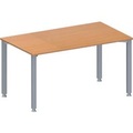 Schäfer Shop Genius Konferenztisch MODENA FLEX, Rechteck, 4-Fuss Quadratrohr, B 1400 x T 800 x H 720-840 mm, Buche/weissaluminium RAL 9006
