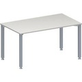 Schäfer Shop Genius Konferenztisch MODENA FLEX, Rechteck, 4-Fuss Quadratrohr, B 1400 x T 800 x H 720-840 mm, lichtgrau/weissaluminium RAL 9006