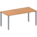 Schäfer Shop Genius Konferenztisch MODENA FLEX, Rechteck, 4-Fuss Quadratrohr, B 1600 x T 800 x H 720-840 mm, Buche/weissaluminium RAL 9006