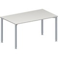 Schäfer Shop Genius Konferenztisch MODENA FLEX, Rechteck, 4-Fuss Rundrohr, B 1400 x T 800 x H 720-840 mm, lichtgrau/weissaluminium RAL 9006