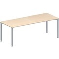 Schäfer Shop Genius Konferenztisch MODENA FLEX, Rechteck, 4-Fuss Rundrohr, B 2000 x T 800 x H 720-840 mm, Ahorn/weissaluminium RAL 9006