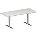 Schäfer Shop Genius Konferenztisch MODENA FLEX, Rechteck, T-Fuss Rechteckrohr, B 1800 x T 800 x H 650-850 mm, lichtgrau/weissaluminium RAL 9006