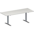 Schäfer Shop Genius Konferenztisch MODENA FLEX, Rechteck, T-Fuss Rechteckrohr, B 2000 x T 800 x H 650-850 mm, lichtgrau/weissaluminium RAL 9006