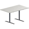Schäfer Shop Genius Konferenztisch MODENA FLEX, Rechteck, T-Fuss Rundrohr, B 1400 x T 800 x H 650-850 mm, lichtgrau/weissaluminium RAL 9006