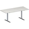 Schäfer Shop Genius Konferenztisch MODENA FLEX, Rechteck, T-Fuss Rundrohr, B 1800 x T 800 x H 650-850 mm, lichtgrau/weissaluminium RAL 9006