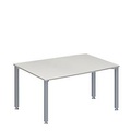 Schäfer Shop Genius Konferenztisch MODENA FLEX, Tonne, 4-Fuss Quadratrohr, B 1400 x T 1000 x H 720-840 mm, lichtgrau/weissaluminium RAL 9006