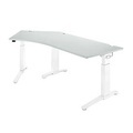 Schäfer Shop Genius Schreibtisch 135° Planova Ergostyle , Ansatz links, man. höheneinstellbar, B 2165 x T 800 mm , lichtgrau/weiss