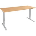 Schäfer Shop Genius Schreibtisch AERO FLEX, elektrisch höhenverstellbar, Rechteck, C-Fuss, B 1600 x T 800 x H 620-1280 mm, Buche/weissalu