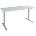 Schäfer Shop Genius Schreibtisch AERO FLEX, elektrisch höhenverstellbar, Rechteck, C-Fuss, B 1800 mm, lichtgrau/weissalu