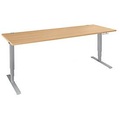 Schäfer Shop Genius Schreibtisch AERO FLEX, elektrisch höhenverstellbar, Rechteck, C-Fuss, B 2000 x T 800 x H 620-1280 mm, Buche/weissalu