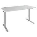 Schäfer Shop Genius Schreibtisch AERO FLEX, elektrisch höhenverstellbar, Rechteck, C-Fuss, B 1200 mm, lichtgrau/weissalu