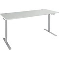 Schäfer Shop Genius Schreibtisch AERO FLEX, elektrisch höhenverstellbar, Rechteck, C-Fuss, B 1600 mm, lichtgrau/weissalu