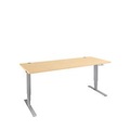 Schäfer Shop Genius Schreibtisch AERO FLEX, elektrisch höhenverstellbar, Rechteck, C-Fuss, B 1600 x T 800 x H 700-1200 mm, Ahorn/weissalu