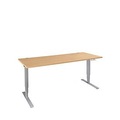 Schäfer Shop Genius Schreibtisch AERO FLEX, elektrisch höhenverstellbar, Rechteck, C-Fuss, B 1600 x T 800 x H 700-1200 mm, Buche/weissalu