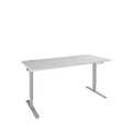 Schäfer Shop Genius Schreibtisch AERO FLEX, elektrisch höhenverstellbar, Rechteck, C-Fuss, B 1800 mm, lichtgrau/weissalu