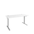 Schäfer Shop Genius Schreibtisch AERO FLEX, elektrisch höhenverstellbar, Rechteck, C-Fuss, B 1800 x T 800 x H 700-1200 mm, weiss/weissalu