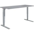 Schäfer Shop Genius Schreibtisch Elements, elektrisch höhenverstellbar, Rechteck, C-Fuss, B 2000 x T 800 x H 645-1300 mm, silber/weiss + Technikeinbau