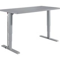 Schäfer Shop Genius Schreibtisch Elements, elektrisch höhenverstellbar, Rechteck, T-Fuss, B 1600 x T 800 x H 645-1300 mm, silber/weiss + Technikeinbau
