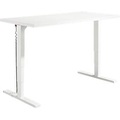 Schäfer Shop Genius Schreibtisch Elements, elektrisch höhenverstellbar, Rechteck, T-Fuss, B 1600 x T 800 x H 645-1300 mm, weiss + Technikeinbau