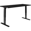 Schäfer Shop Genius Schreibtisch Elements, elektrisch höhenverstellbar, Rechteck, T-Fuss, B 1800 x T 800 x H 645-1300 mm, schwarz/weiss + Technikeinbau