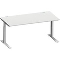 Schäfer Shop Genius Schreibtisch MODENA FLEX, C-Fuss-Rechteckrohr, B 1600 x T 800 mm, lichtgrau/weissalu