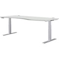 Schäfer Shop Genius Schreibtisch MODENA FLEX, elektrisch höhenverstellbar, Freiform, Ansatz rechts, B 1800 mm, lichtgrau/weissalu