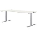 Schäfer Shop Genius Schreibtisch MODENA FLEX, elektrisch höhenverstellbar, Freiform, Ansatz rechts, B 1800 mm, weiss/weissalu