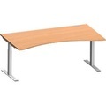 Schäfer Shop Genius Schreibtisch MODENA FLEX, mit Cockpitplatte, T-Fuss-Rechteckrohr, Breite 1800 mm, Buche/weissalu