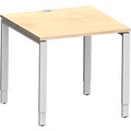 Schäfer Shop Genius Schreibtisch Modena Flex, Quadrat, 4-Fuss Rechteckrohr, B 800 x T 800 x H 650-850 mm, Ahorn/weissaluminium