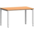 Schäfer Shop Genius Schreibtisch Modena Flex, Rechteck, 4-Fuss Rechteckrohr, B 1200 x T 800 x H 650-850 mm, Buche/weissaluminium