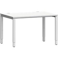 Schäfer Shop Genius Schreibtisch Modena Flex, Rechteck, 4-Fuss Rechteckrohr, B 1200 x T 800 x H 650-850 mm, lichtgrau/weissaluminium