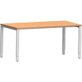 Schäfer Shop Genius Schreibtisch Modena Flex, Rechteck, 4-Fuss Rechteckrohr, B 1600 x T 800 x H 650-850 mm, Buche/weissaluminium