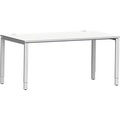 Schäfer Shop Genius Schreibtisch Modena Flex, Rechteck, 4-Fuss Rechteckrohr, B 1600 x T 800 x H 650-850 mm, lichtgrau/weissaluminium