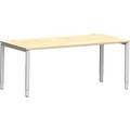 Schäfer Shop Genius Schreibtisch Modena Flex, Rechteck, 4-Fuss Rechteckrohr, B 1800 x T 800 x H 650-850 mm, Ahorn/weissaluminium