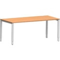 Schäfer Shop Genius Schreibtisch Modena Flex, Rechteck, 4-Fuss Rechteckrohr, B 1800 x T 800 x H 650-850 mm, Buche/weissaluminium
