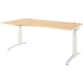 Schäfer Shop Genius Schreibtisch PLANOVA ERGOSTYLE, Ansatz links, manuell höhenverstellbar durch Imbusschlüssel, B 1800 mm, Ahorn/weissalu