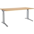 Schäfer Shop Genius Schreibtisch PLANOVA ergoSTYLE, C-Fuss, Rechteck, man. höhenverstellbar, B 1800 x T 800 x H 675-895 mm, Buche-Dekor/weissalu