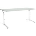 Schäfer Shop Genius Schreibtisch PLANOVA ergoSTYLE, C-Fuss, Rechteck, man. höhenverstellbar, B 1800 x T 800 x H 675-895 mm, lichtgrau/weiss