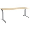 Schäfer Shop Genius Schreibtisch PLANOVA ergoSTYLE, C-Fuss, Rechteck, man. höhenverstellbar, B 2000 x T 800 x H 675-895 mm, Ahorn-Dekor/weissalu