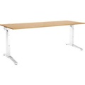 Schäfer Shop Genius Schreibtisch PLANOVA ergoSTYLE, C-Fuss, Rechteck, man. höhenverstellbar, B 2000 x T 800 x H 675-895 mm, Buche-Dekor/weiss