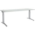 Schäfer Shop Genius Schreibtisch PLANOVA ergoSTYLE, C-Fuss, Rechteck, man. höhenverstellbar, B 2000 x T 800 x H 675-895 mm, lichtgrau/weissalu