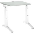 Schäfer Shop Genius Schreibtisch PLANOVA ergoSTYLE, C-Fuss, Rechteck, man. höhenverstellbar, B 800 x T 800 x H 675-895 mm, lichtgrau/weiss