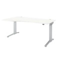 Schäfer Shop Genius Schreibtisch PLANOVA ERGOSTYLE, elektrisch höhenverstellbar, Freiform, Ansatz links, C-Fuss, B 1800 mm, weiss/weissalu
