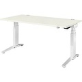 Schäfer Shop Genius Schreibtisch PLANOVA ERGOSTYLE, elektrisch höhenverstellbar, Rechteck, C-Fuss, B 1600 x T 800 x H 645-1305 mm, weiss
